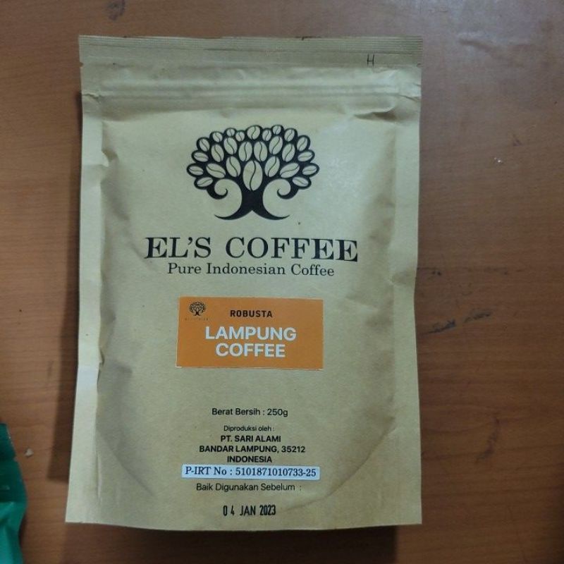 ELS COFFEE ROBUSTA KOPI LAMPUNG ASLI 100% BERAT BERSIH 100G 250GR GILING HALUS BUBUK KOPI ORIGINAL BANDARLAMPUNG PURE INDONESIAN KOPI ASLI