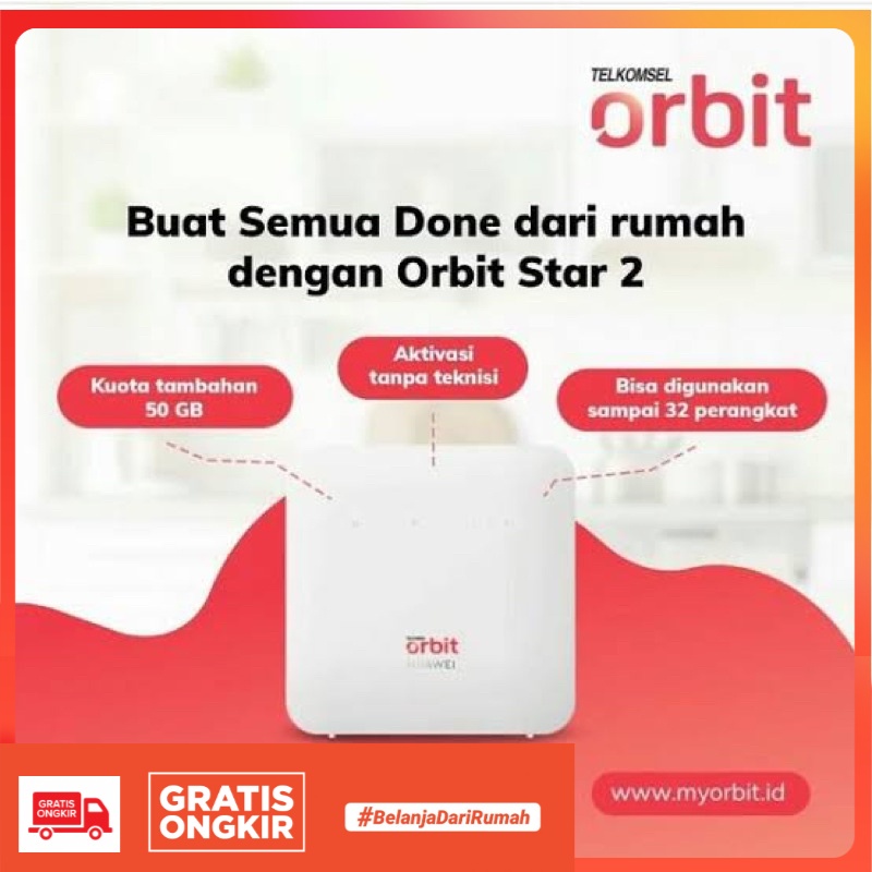 READY STOCK  WIFI PORTABLE MYORBIT - Home Router Modem Huawei B312 Orbit Star 2 Free Telkomsel 150GB