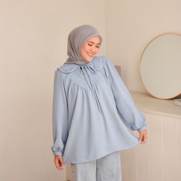 Weijia Fashion OOTD Wanita Blus ANITHA / ⭐️ PREMIUM AIRFLOW CRINCLE ⭐️ Lavita Blouse CRINCLE / Blus 