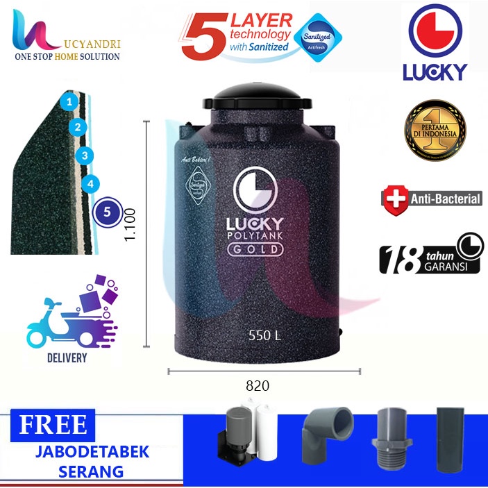 Tangki Air Plastik  LGAB 550 Lucky Gold Anti Bacterial/ Toren Air / Tandon Air