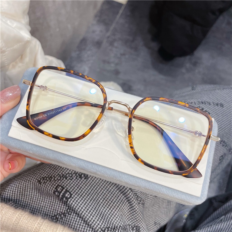 (YUZHU) TERSEDIA &amp; COD Oversize Frame Kacamata Anti Radiasi Wanita Kacamata Korea Fashion Cewek Eyeglasses