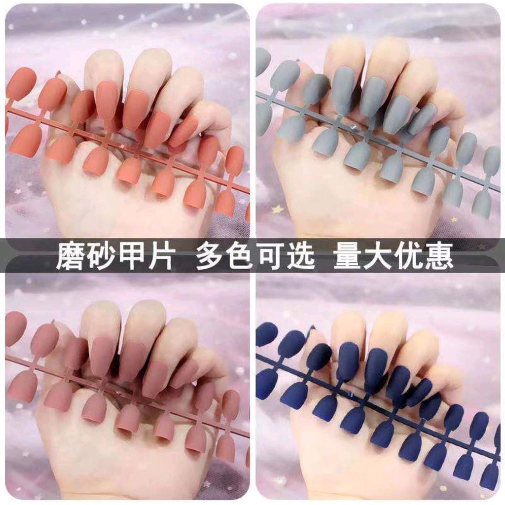 (1-20) 24 pcs ALMOND MATTE KUKU PALSU / almond stilleto matt fake nails kupal matt almond runcing