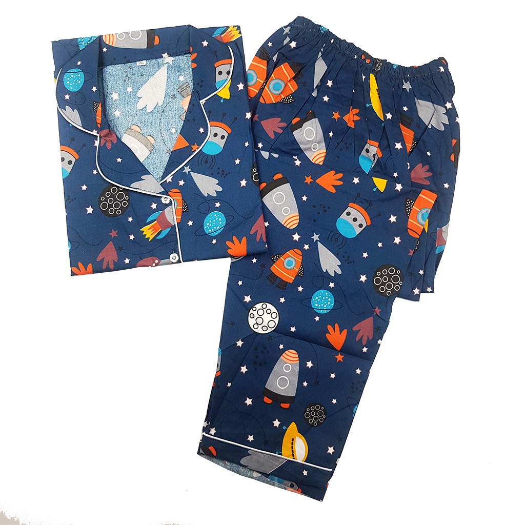 Baju Tidur Piyama Wanita Dewasa Setelan CP Motif Trendy-CPL UFO NAVY