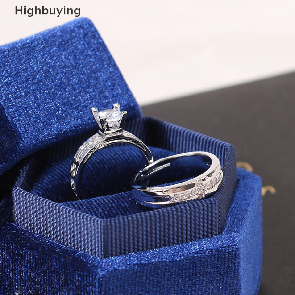 1 Pasang Cincin Model Terbuka Bahan Zirkon Untuk Pria Dan Wanita Glory