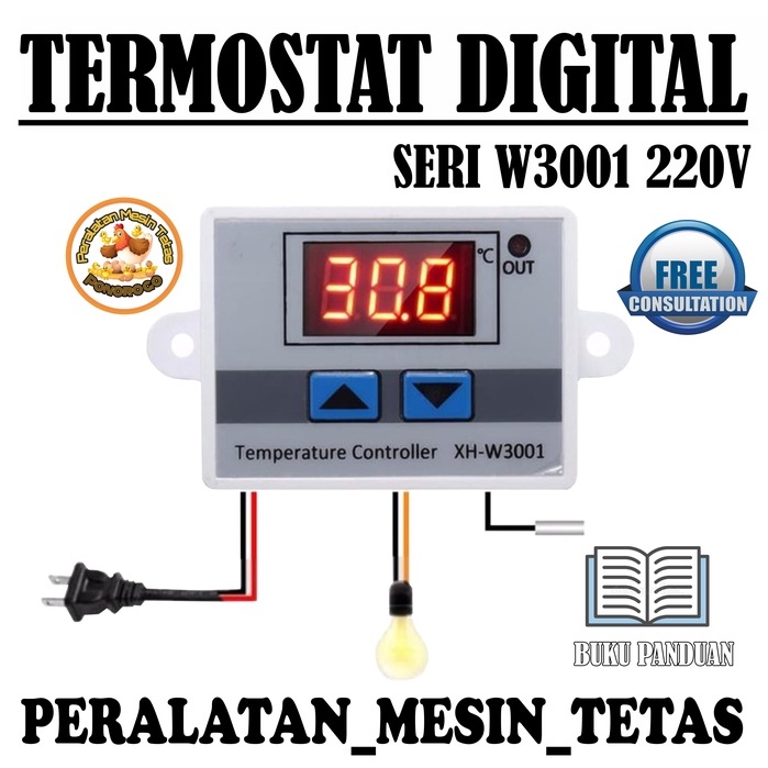 Termostat Digital 220V Termostat W3001 AC  Untuk Mesin Tetas pengatur suhu Mesin Tetas Telur Full Otomatis