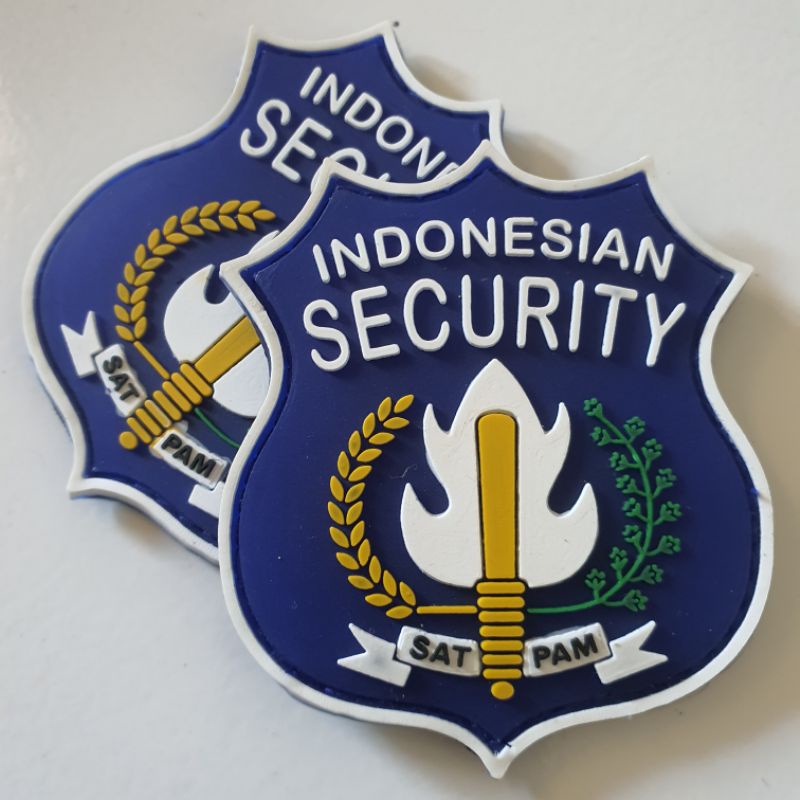 PATCH RUBBER LOGO INDONESIAN SECURITY SATPAM BIRU/TEMPELAN EMBLEM KARET