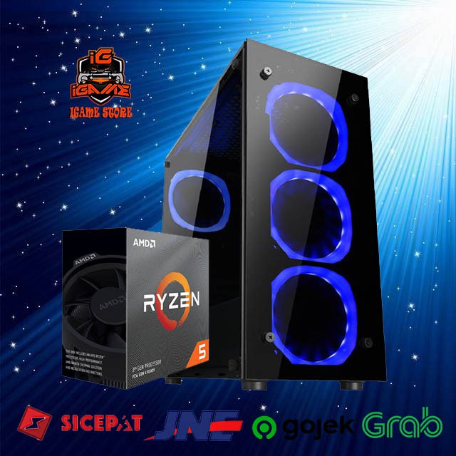 PC GAMING Ryzen 5 3500/GTX 1050Ti 4GB/SSD/HDD STREAMING MANTUL GAN