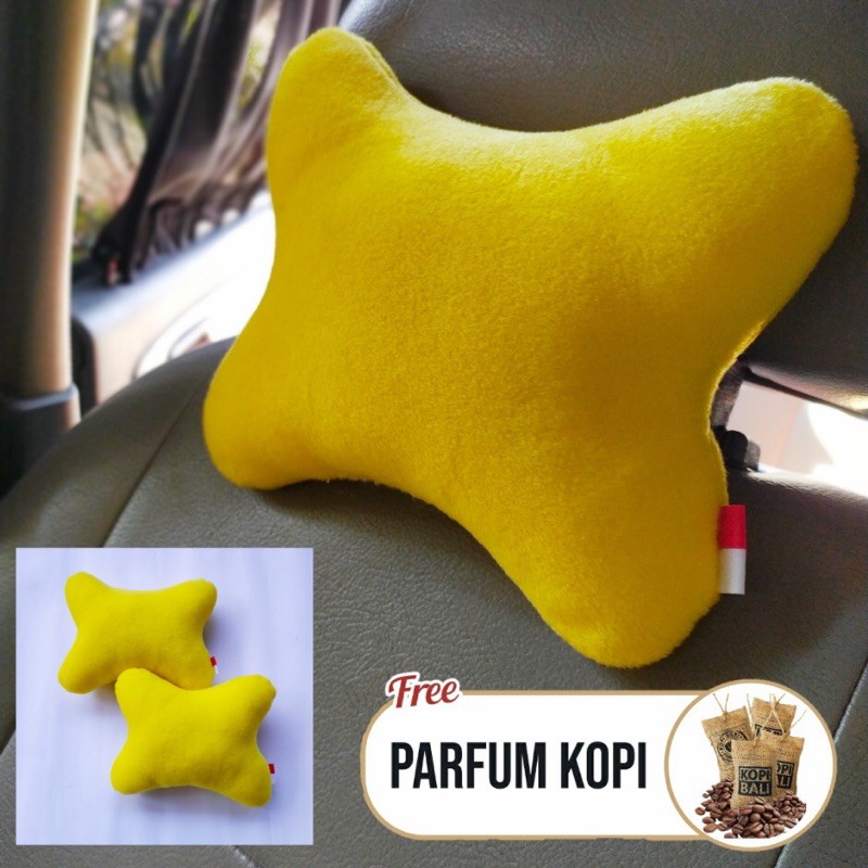 Equivalents| Aksesoris Bantal jok mobil polos warna kuning 2in1 bestseller Bordir 3D Komputer