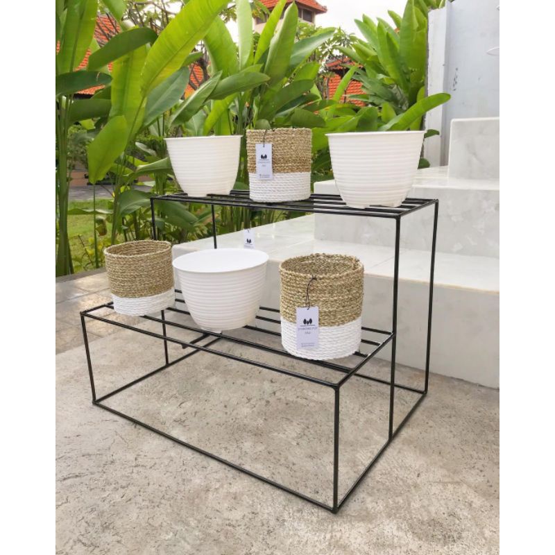 50CM X 50CM X 50CM / STANDING POT MINIMALIS 2 SUSUN DEGAN RAM POT