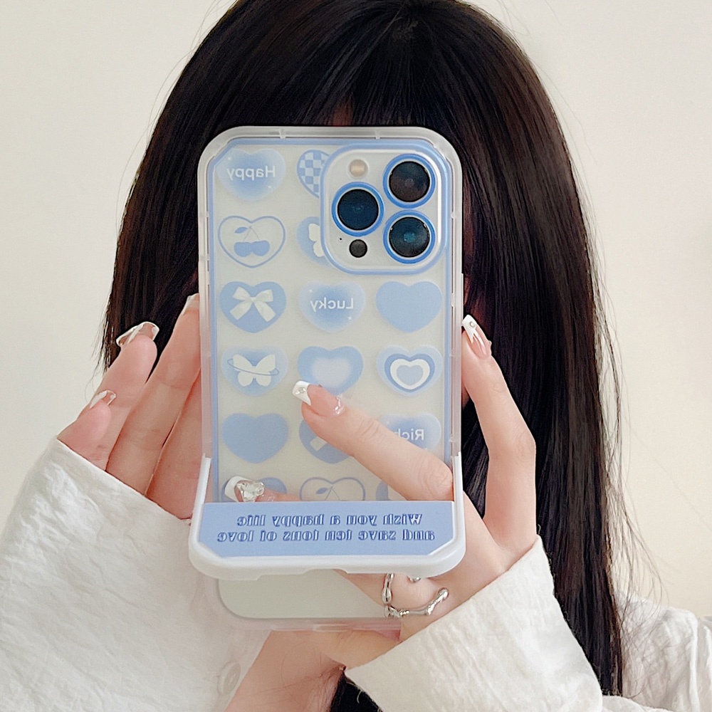 Soft Case Braket Desain Bunga Hati Tahan Banting Untuk iPhone 11 12 13 14 Pro Max 6 6S Plus 7 8 14 Plus XR X Xs Max SE 2020 2022