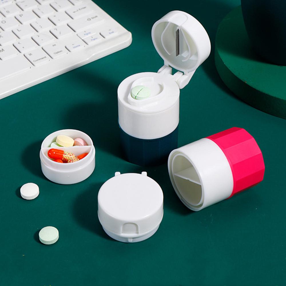 Top Pill Crusher Pill Chopper 3in1 Pill Box Wadah Tablet Obat Pemotong