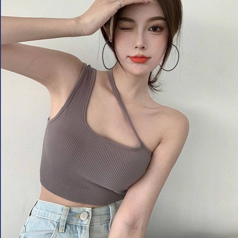 Blackpink TankTop Wanita Dengan Bra Wireless Bralette Atasan Tanpa Lengan Mulus 1219