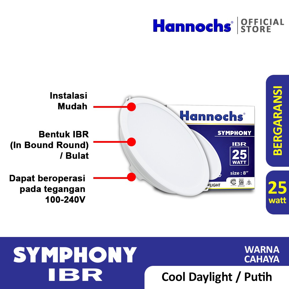 Hannochs Downlight LED Symphony 25 watt IBR CDL - Putih