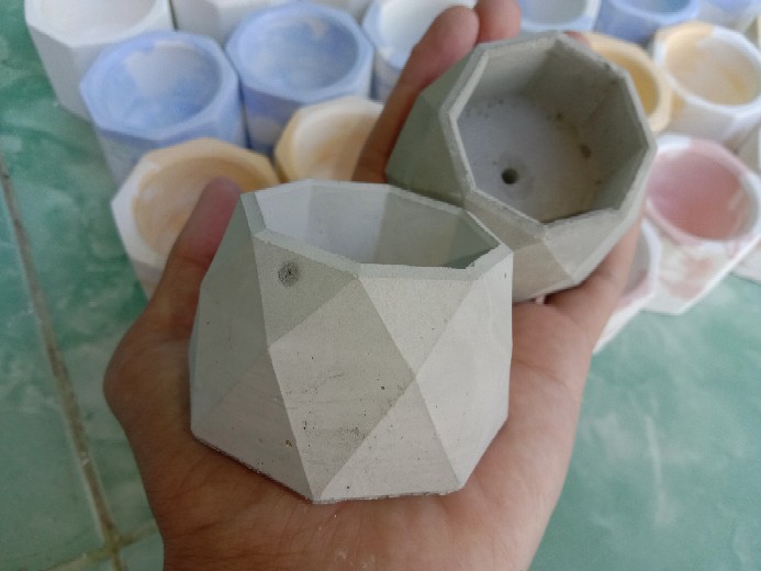 Pot Mini Marble Kuning Putih