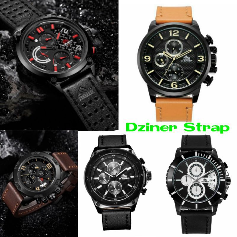 ORIGINAL,,JAM TANGAN PRIA DZINER 9001 9037 9039 9043 CRONO AKTIF STRAP KULIT ANTI AIR
