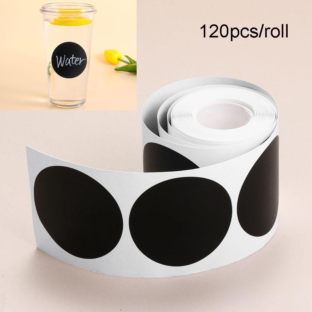 Populer 120pcs/roll Label Bulat Stiker Dapur Papan Tulis Bumbu Blackboard Label