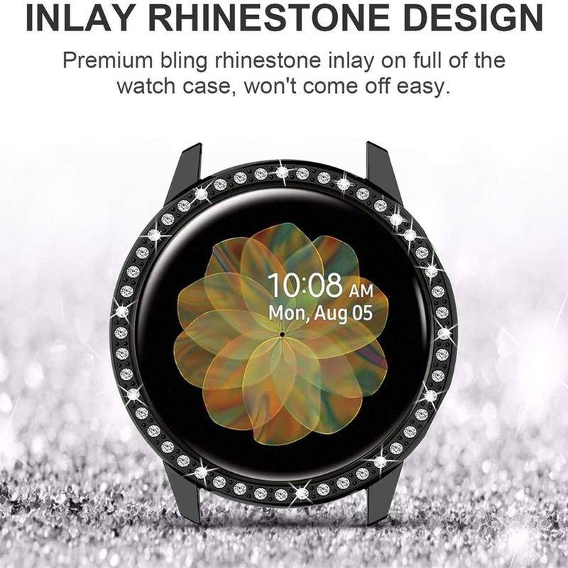 Hard Case Cover Pelindung Smartwatch Bumper Hias Berlian Mewah Untuk Samsung Galaxy Active