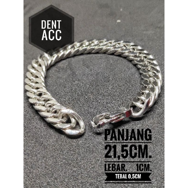 gelang tangan titanium pria warna silver