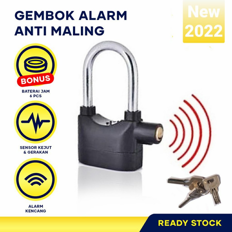 GEMBOK ALARM / KUNCI ANTI MALING / SUARA ALARM KERAS - pendek