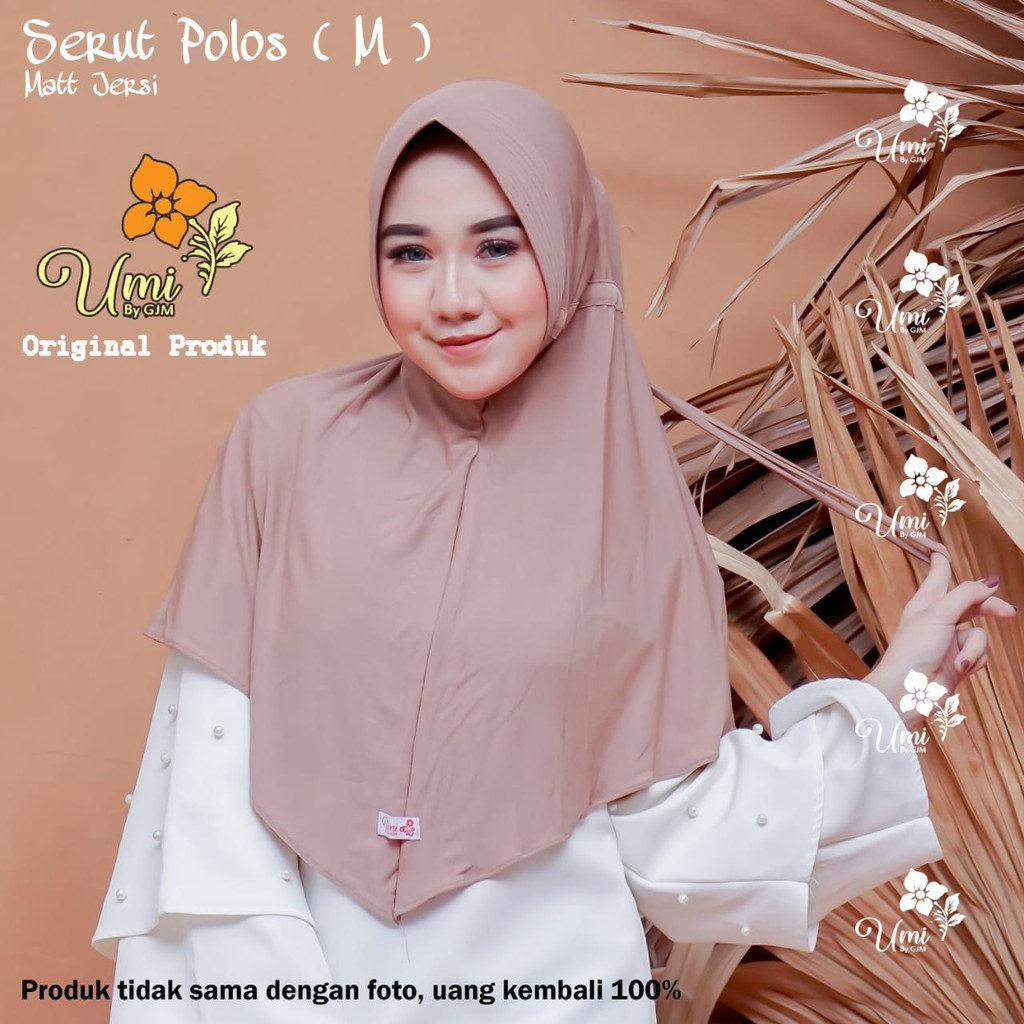 HIJAB INSTAN SERUT POLOS JERSEY SIZE M