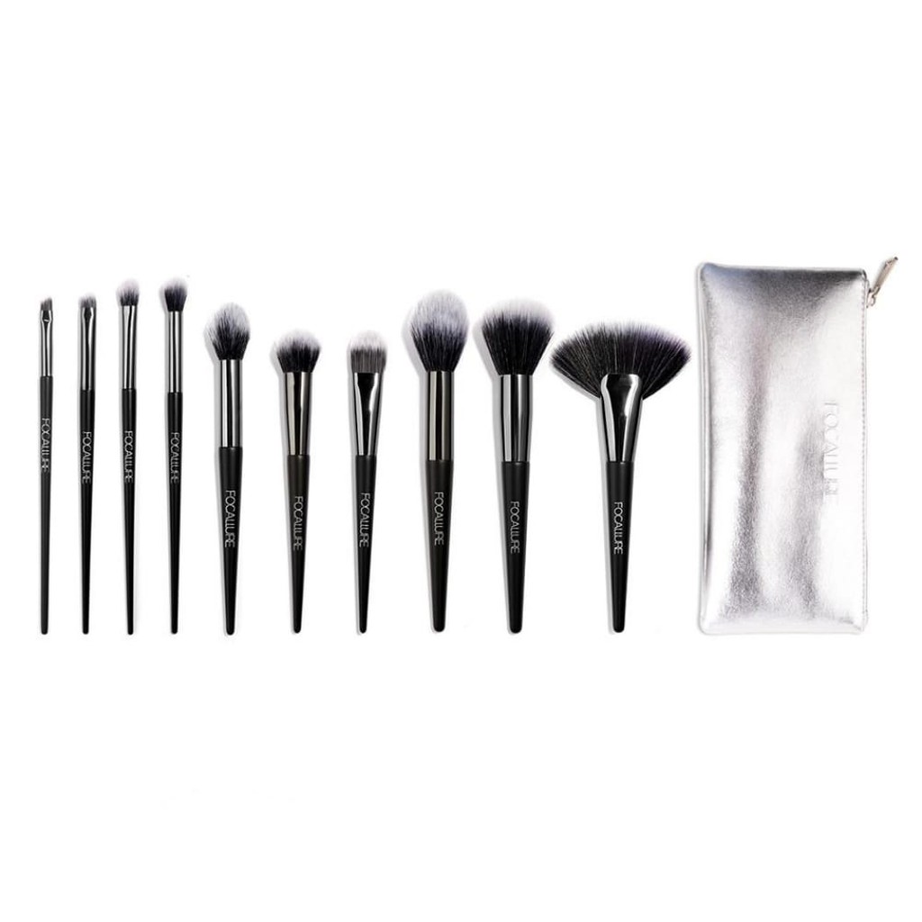 (READY&amp;ORI) Focallure Brush 10 pcs Eyeshadow 10pc Blending Make Up Brush Set/kuas kit Pouch lembut sintetis FA70 FA 70 Kuas Blending