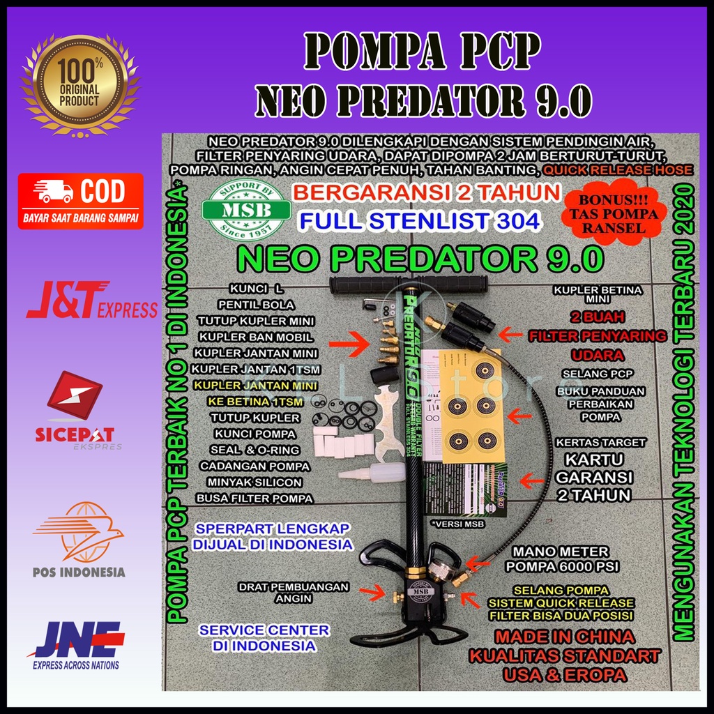 Pompa Pcp Neo Predator versi 9.0 Filter Saringan Udara, Pendingin Air, 4500 PSI