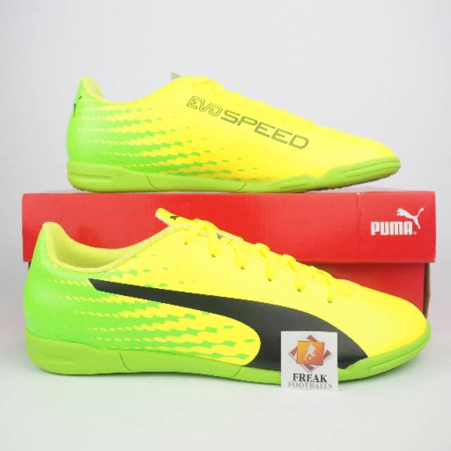 Sepatu Futsal Puma evoSPEED 17.5 IT - Yellow Black Green Original