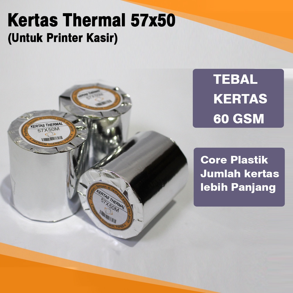 

Kertas kasir /Kertas Thermal 57x50 / Kertas Kasir Roll Combo