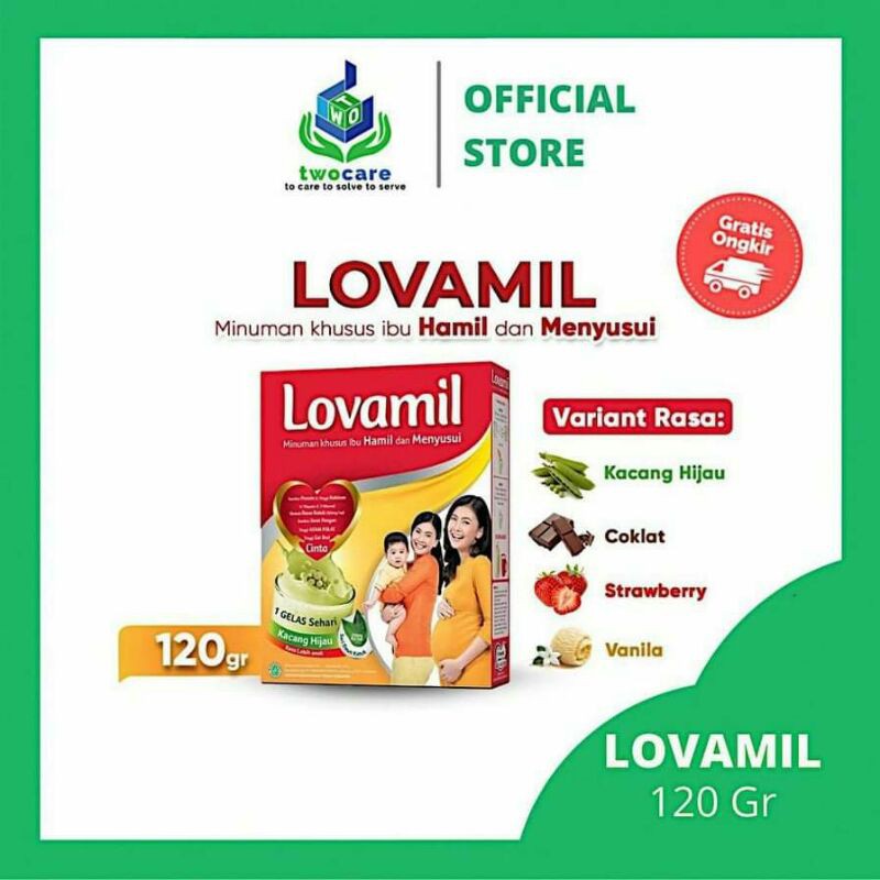 

Lovamil Ibu Hamil Menyusui vanila strawberry kacang hijau coklat 120G