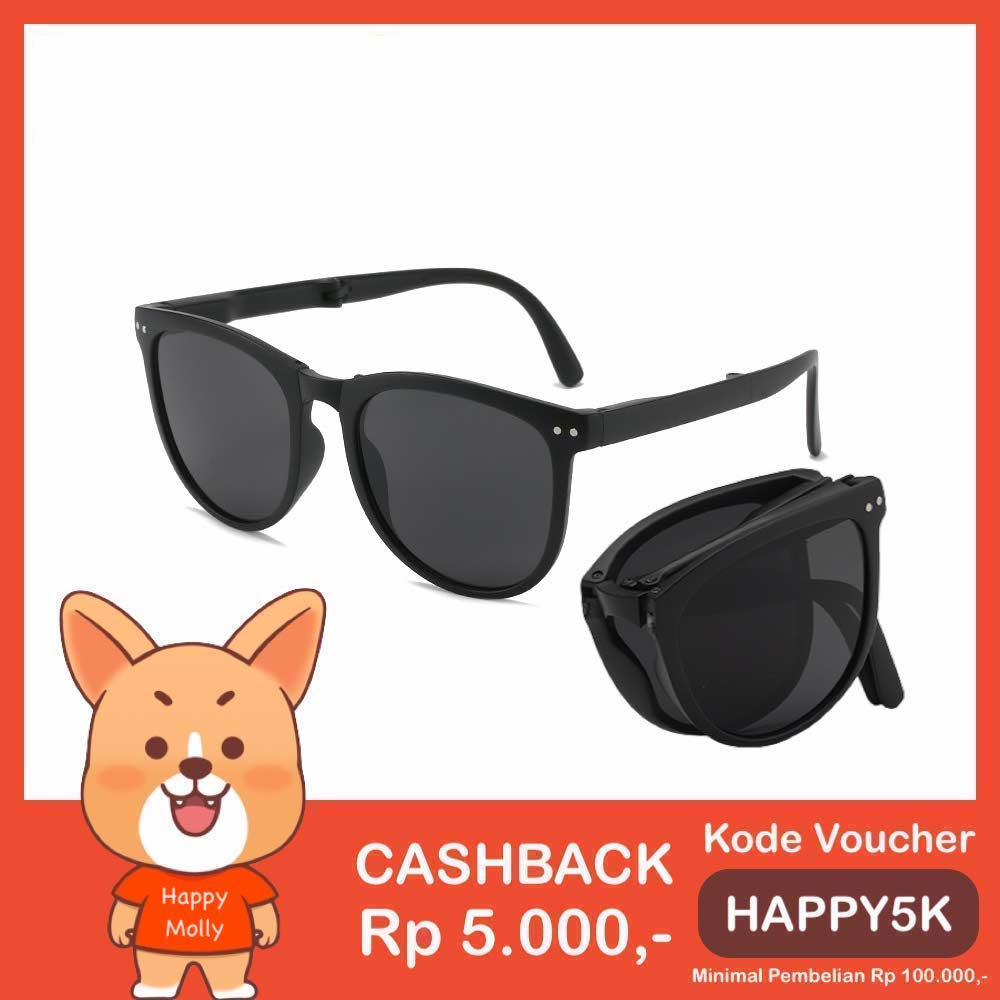 Kacamata Lipat [ Hitam ] UV400 - Anti Radiasi - Sunglasses Pria &amp; Wanita Korea - HM8092