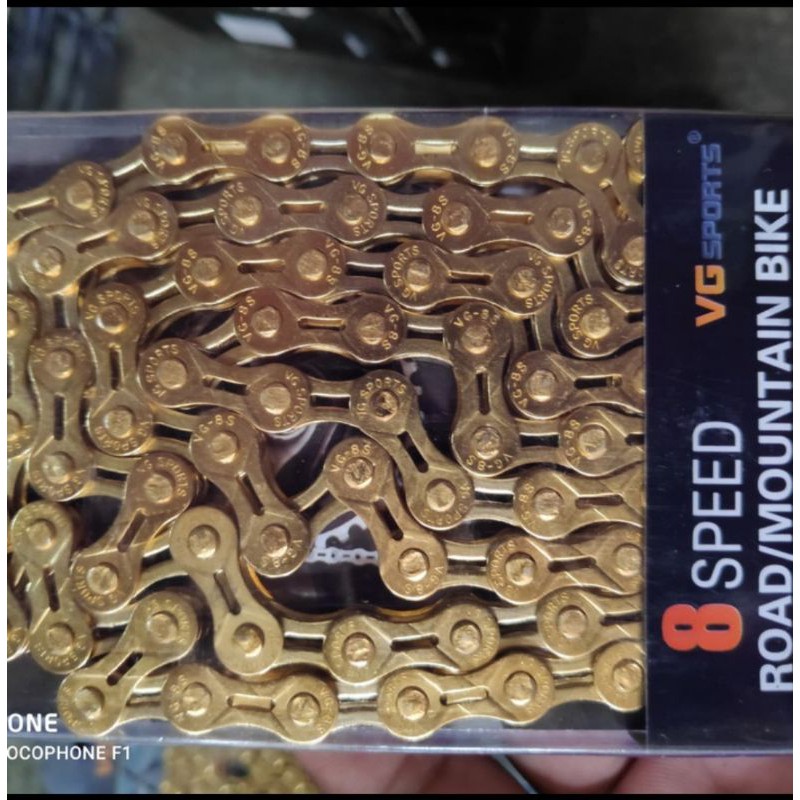 VG Sports Rantai Sepeda 8 Speed Half Hollow Rantai Sepeda Gold