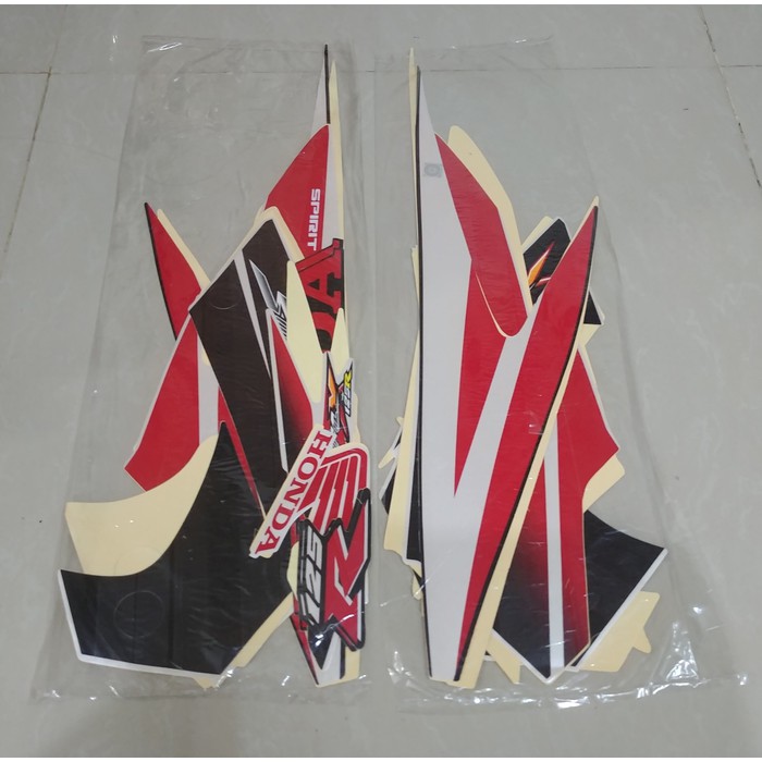 Stiker Bodi &amp; Lis Body &amp; Striping Supra X 125 2008 Cw Putih Merah