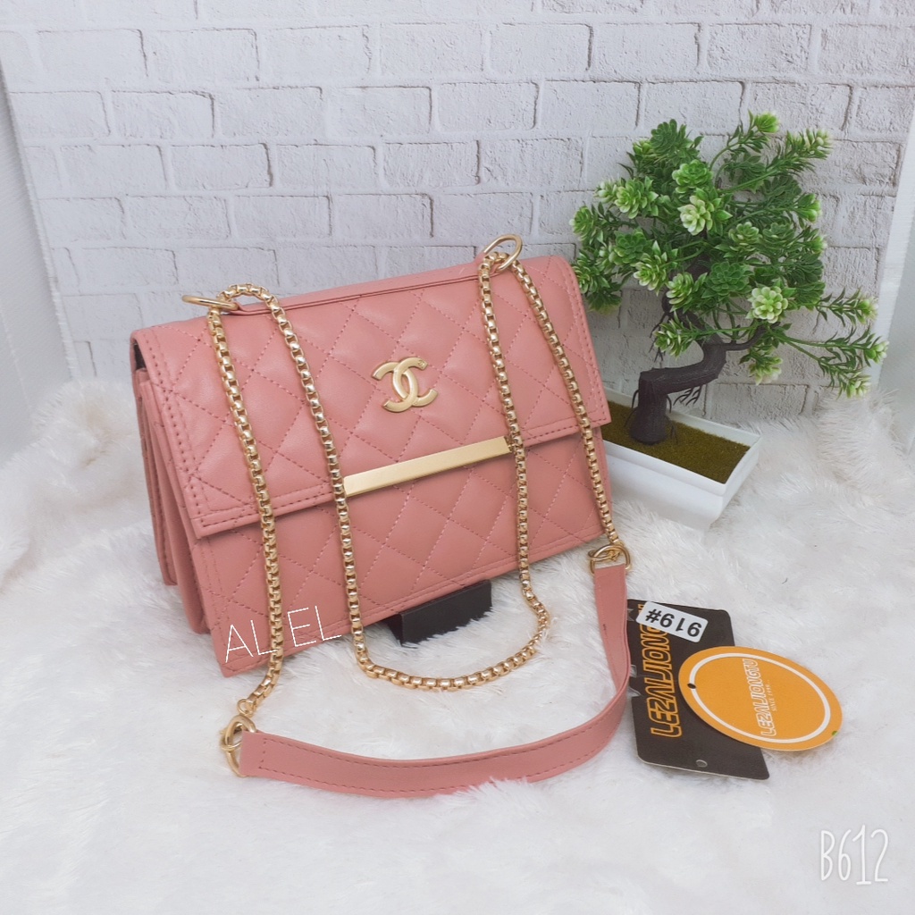 CHAN AL EL Tas Selempang Wanita Bordir CC Tali Rantai Ulir Import / Tas Wanita Kekinian Terbaru