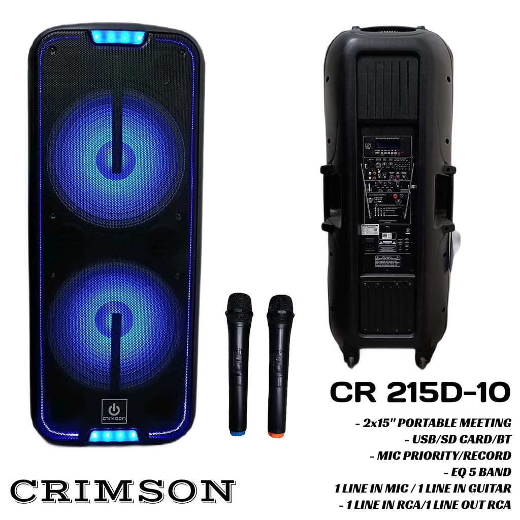 CRIMSON CR215D 10 SPEAKER AKTIF 15 INCH PORTABLE DOUBLE WOOFER