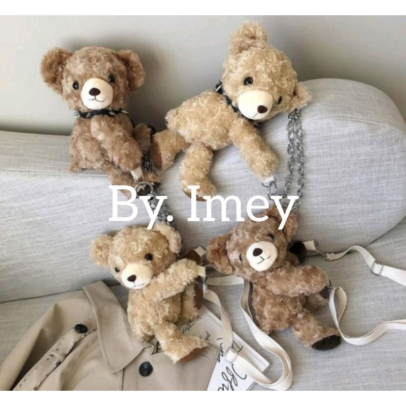 RULLY Tas Selempang BERUANG merangkul /tas boneka /tas bulu /tas selempang mini /Tas Selempang Bulu ini juga