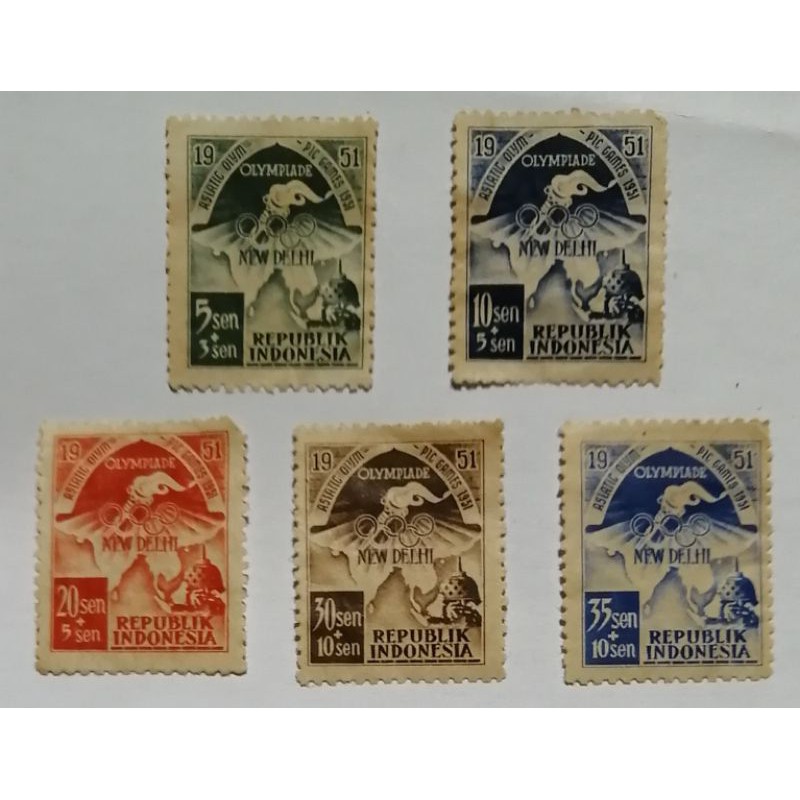 

Prangko antik Indonesia Olympiade tahun 1951 set 5 pcs