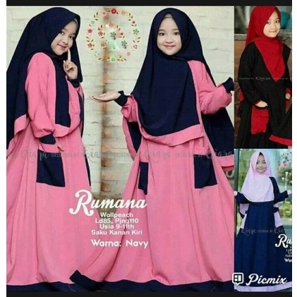 gamis anak tanggung/model rumanakids/gamis anak set hijab untuk usia 10-15 tahunterbaru terlaris kekinian/ganis anak trendy/gamis ank terlaris/bahan moscrepe premium