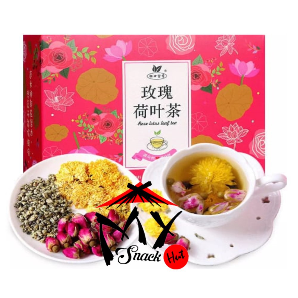 TEH MAWAR DAUN LOTUS SACHET - ROSE LOTUS FLOWER LEAF TEA - TEH BUNGA MAWAR DAUN TERATAI IMPORT