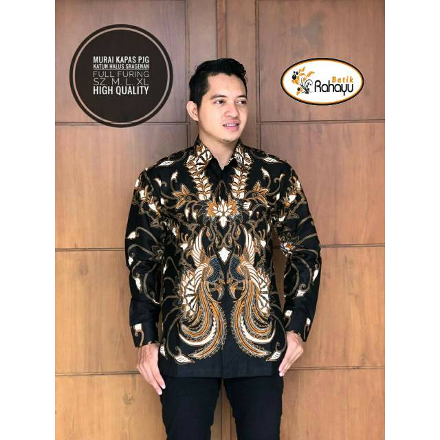 Batik Solo MURAI KAPAS Kemeja Pria Katun Halus Sragenan Full Furing