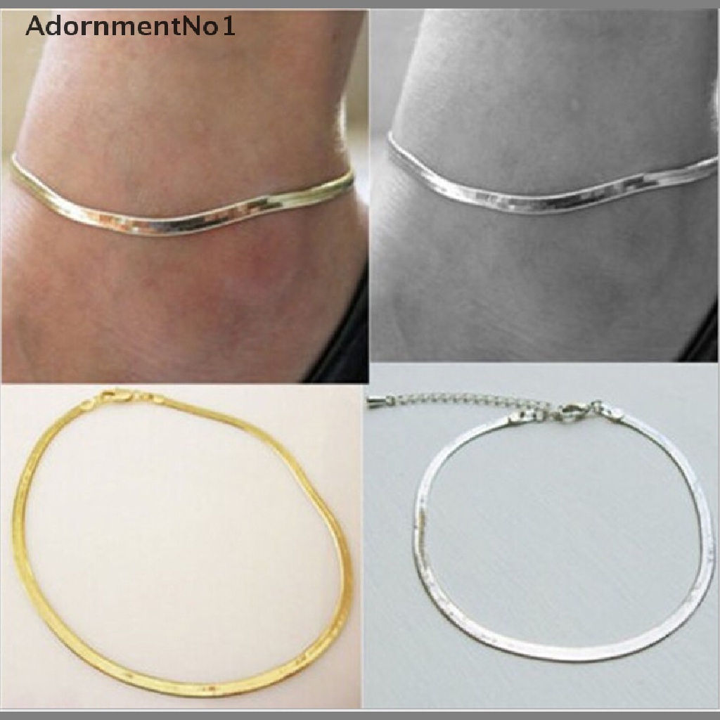 (AdornmentNo1) 1pc Gelang Kaki Rantai Lapis Silver / Gold Untuk Wanita