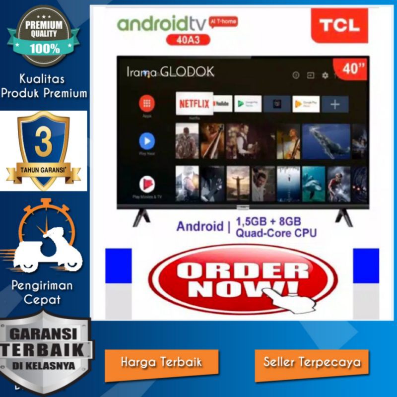 LED TV TCL 40 Inch 40A3 Digital Androi Smart TV Free Breket Led 40 inc