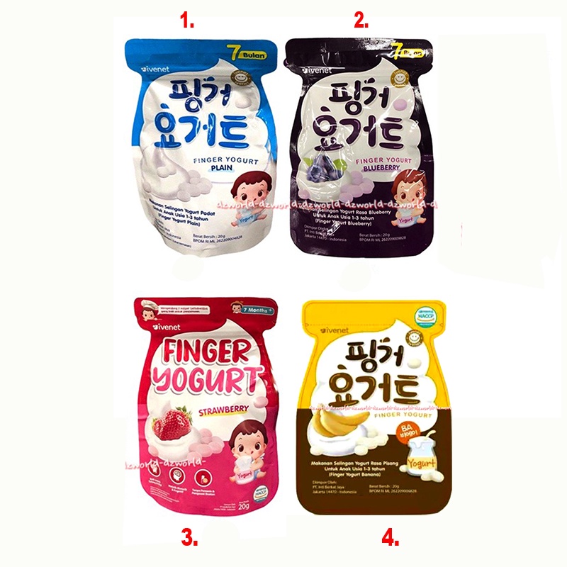 Finger Yogurt Untuk Bayi 20gr Finger Yogurt Plain Blueberry Strawberry Banana PIsang Makanan Yogurt Instan Untuk Bayi Siap Makan 20 gram Ivenet