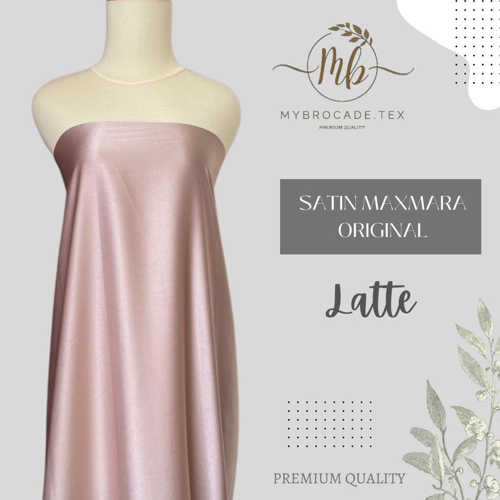 Premium Bahan Kain Satin Saten Silk Maxmara Ori Warna Coklat Cokelat Latte Susu Polos Meteran