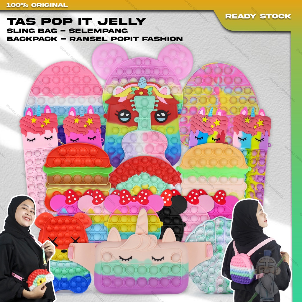 TAS POP IT POUCH KOTAK PENCIL POPIT JELLY FASHION IMPORT