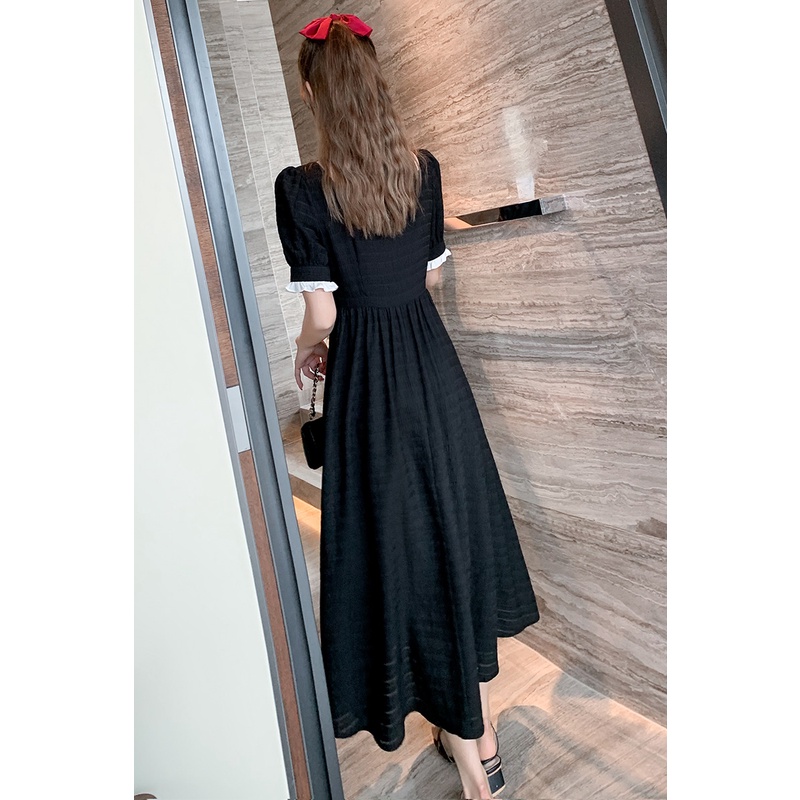 【Rozen】Basic French Style Black Midi Dress  R097