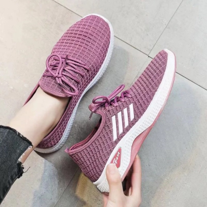 Sepatu Sneakers Olahraga wanita ~ sepatu kets cewek viral embos - Motif Bergaris Trending - A-8