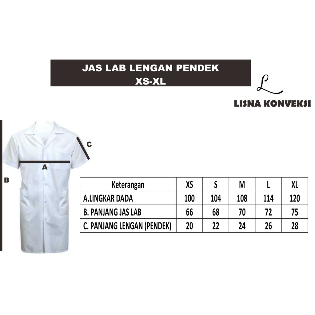 Jas Laboratorium Lengan Pendek XS-XL