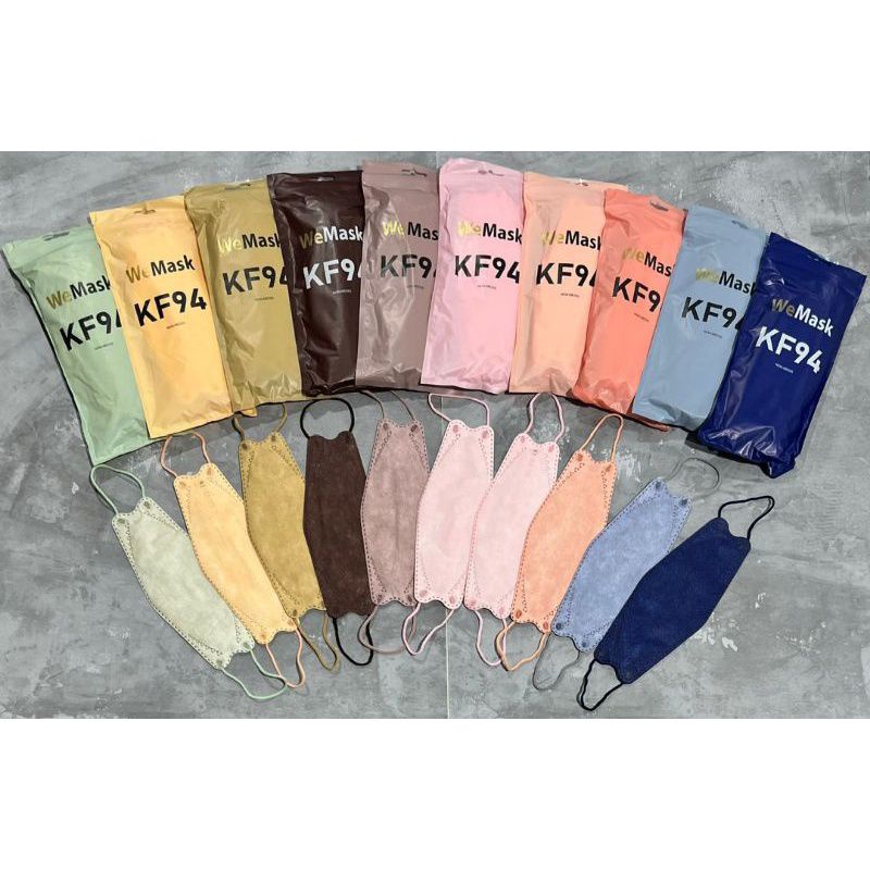 Masker KF94 wemask we mask wemask gold shrimp macha ligbt macha dark brown putih tosca silver blue t