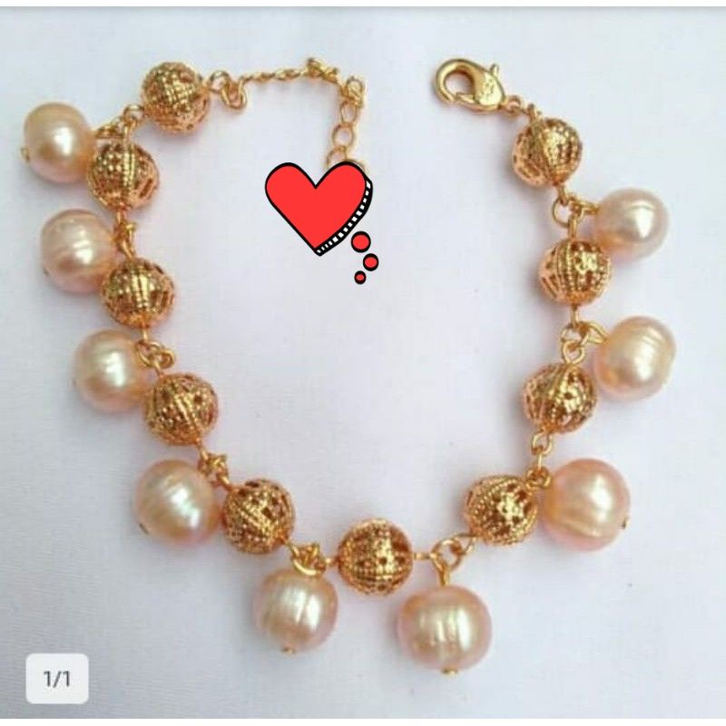 GELANG MUTIARA AIR TAWAR LOMBOK ASLI GELANG MUTIARA AIR TAWAR LOMBOK RANGKA RHODIUM LAPIS EMAS GELAN