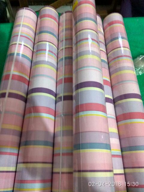 S017ls Wallpaper Sticker Ku Garis Pink 45cm X9-10m Wallpaper Dinding